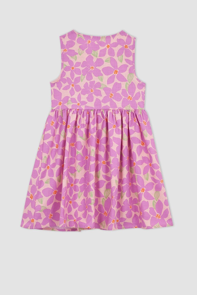 GIRLS & TEENS Pink Girl Patterned Sleeveless Cotton Dress