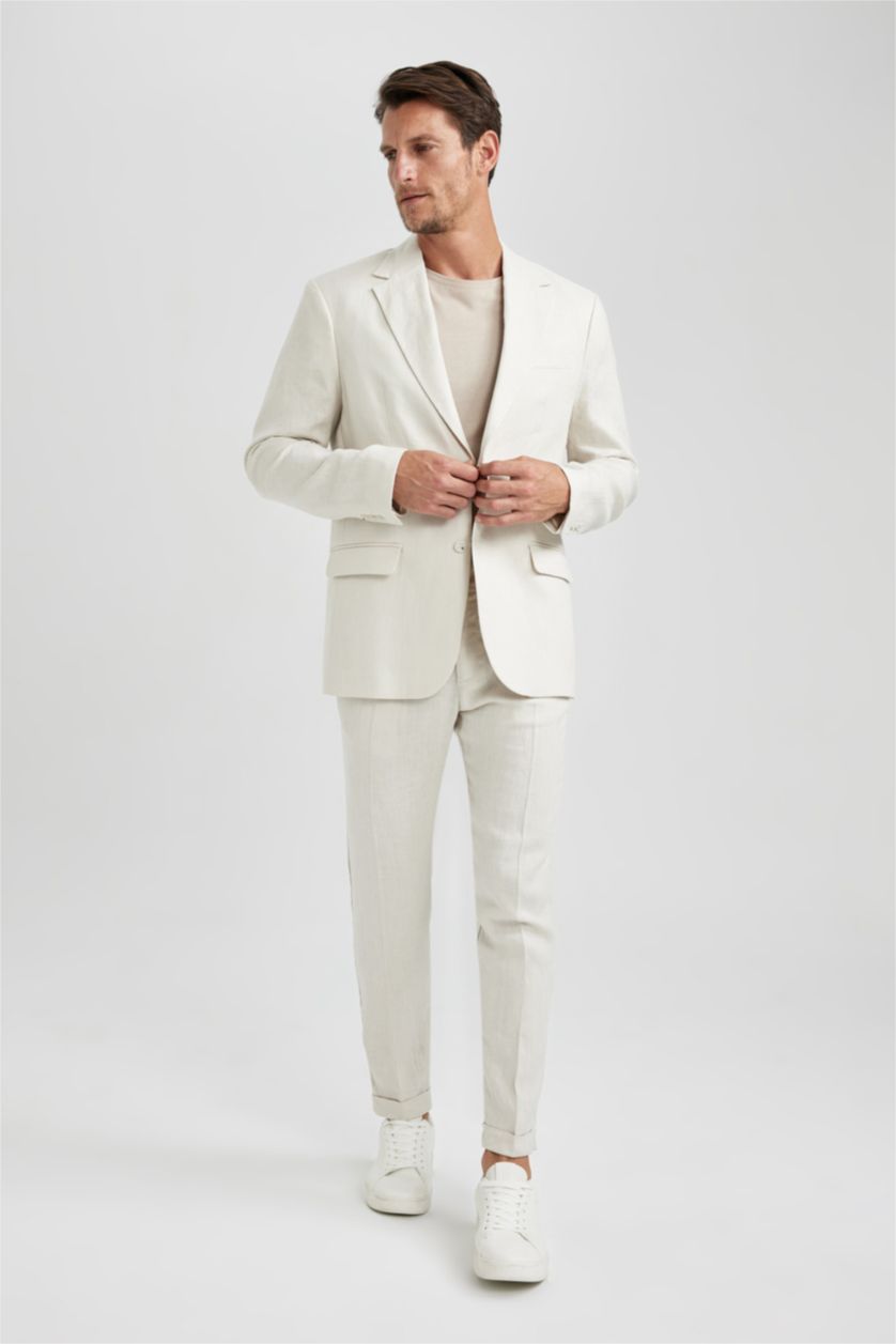 Erkek Bej Cropped Fıt Pantolon