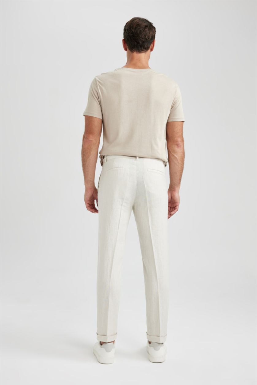 Erkek Bej Cropped Fıt Pantolon