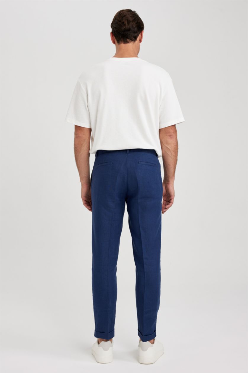 Erkek Lacivert Cropped Fıt Pantolon