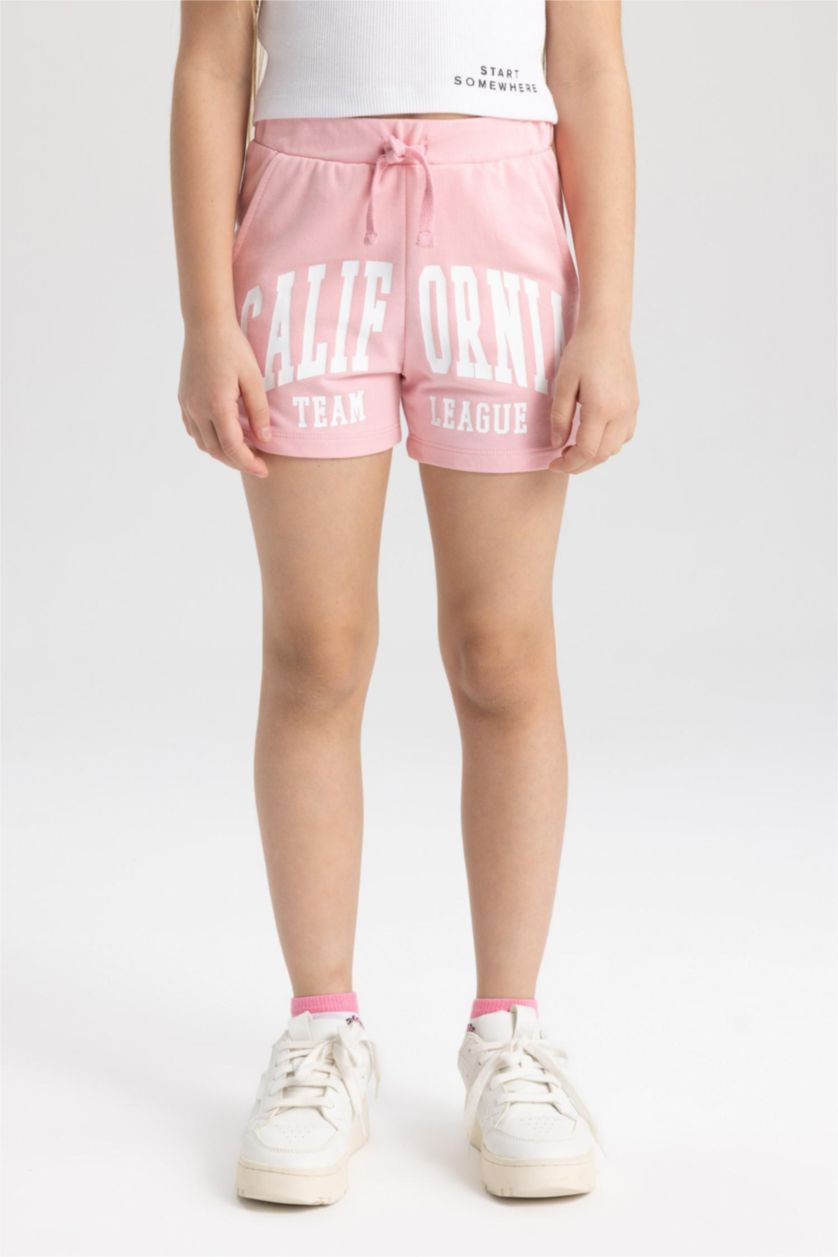 GIRLS & TEENS Pink Girl's Sweatshirt Fabric 2-Pack Shorts