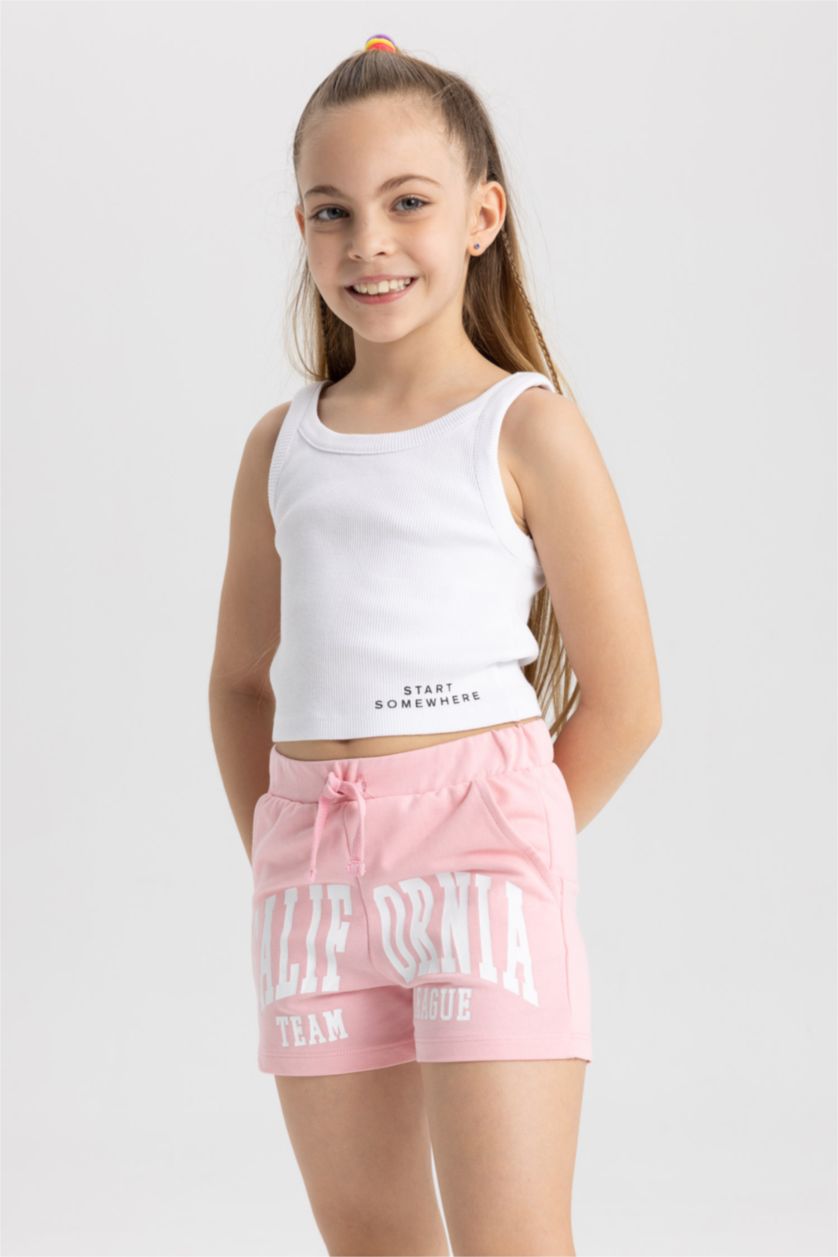 GIRLS & TEENS Pink Girl's Sweatshirt Fabric 2-Pack Shorts