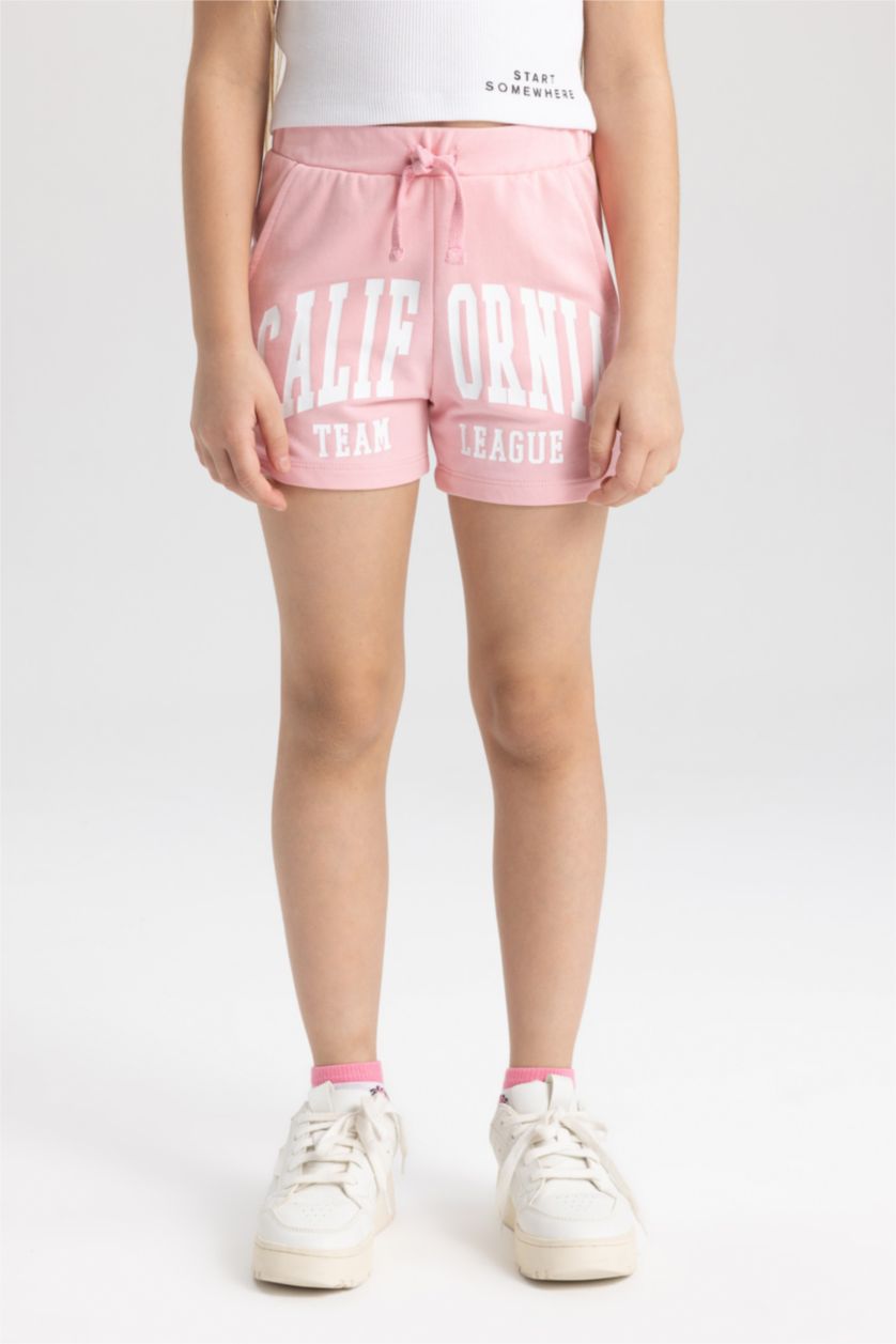 GIRLS & TEENS Pink Girl's Sweatshirt Fabric 2-Pack Shorts