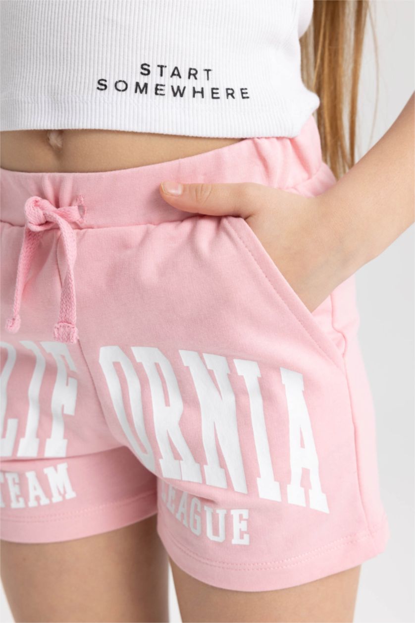 GIRLS & TEENS Pink Girl's Sweatshirt Fabric 2-Pack Shorts