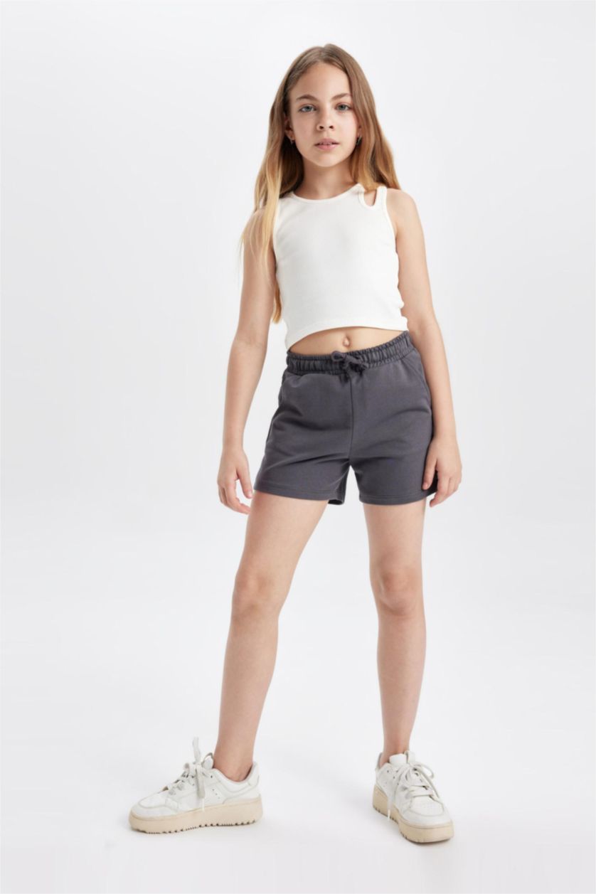 Kız Çocuk - Genç Kız Antrasit Baskılı 2'li Şort Kız Çocuk