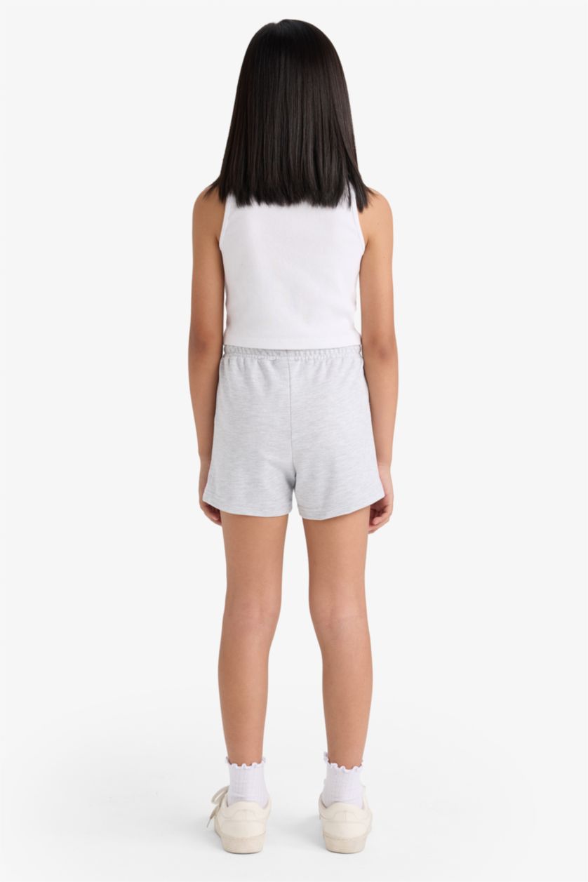 Kız Çocuk - Genç Kız Açık Mavi Baskılı Beli Lastikli 2'li Şort Kız Çocuk