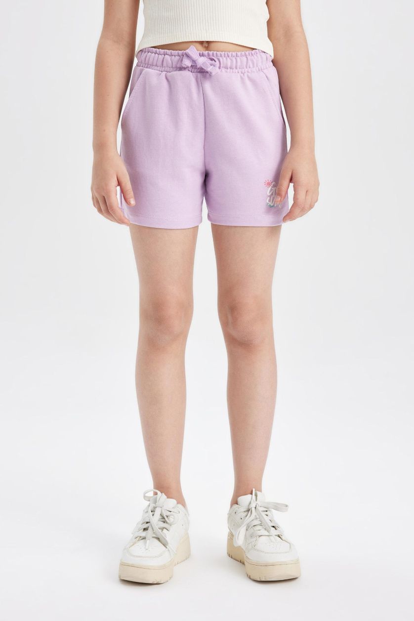 Kız Çocuk - Genç Kız Lila Baskılı 2'li Şort Kız Çocuk