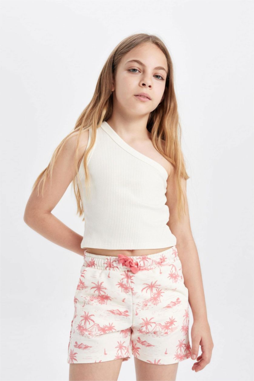 Kız Çocuk - Genç Kız Lila Baskılı 2'li Şort Kız Çocuk