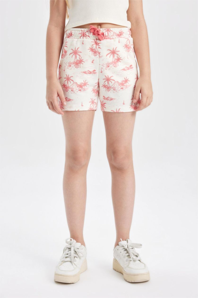 Kız Çocuk - Genç Kız Lila Baskılı 2'li Şort Kız Çocuk