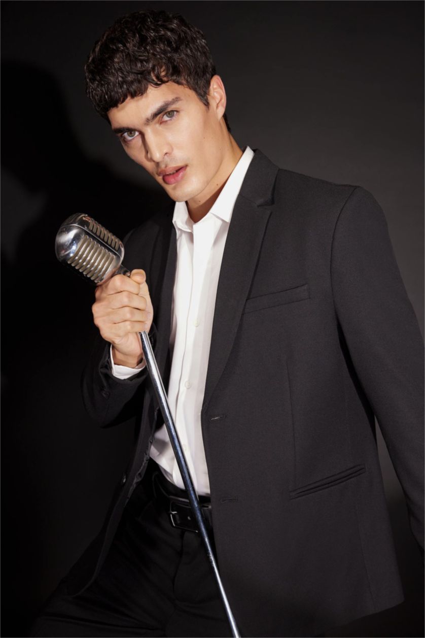 MAN Black Slim Fit Lined Blazer