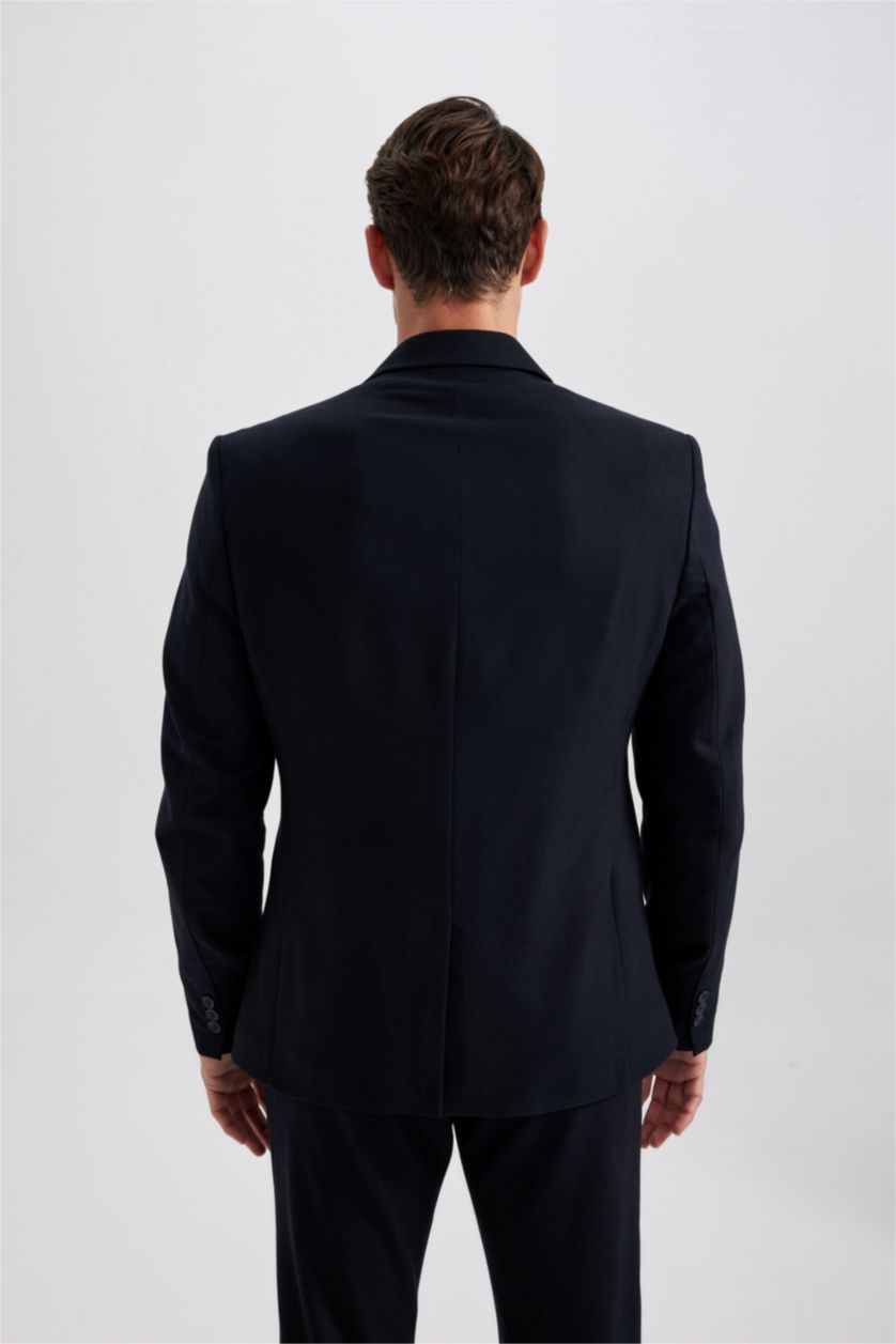 رجال كحلي سترة بليزر سليم فيت مبطن