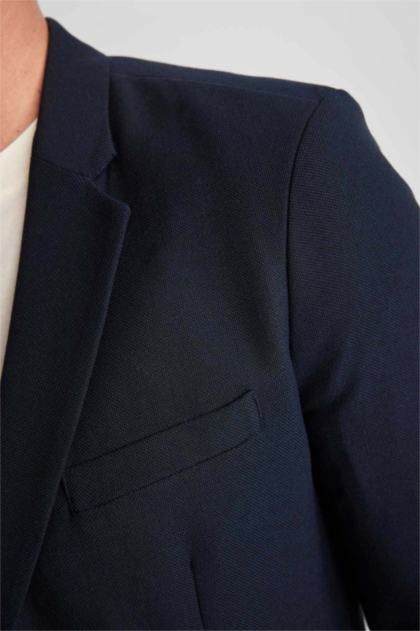 رجالي كحلي جاكيت بليزر سليم فيت مبطن