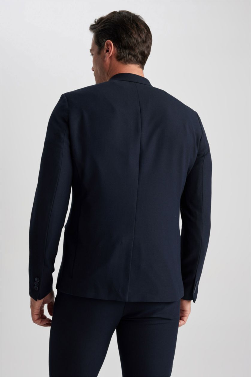 رجالي كحلي جاكيت بليزر سليم فيت مبطن