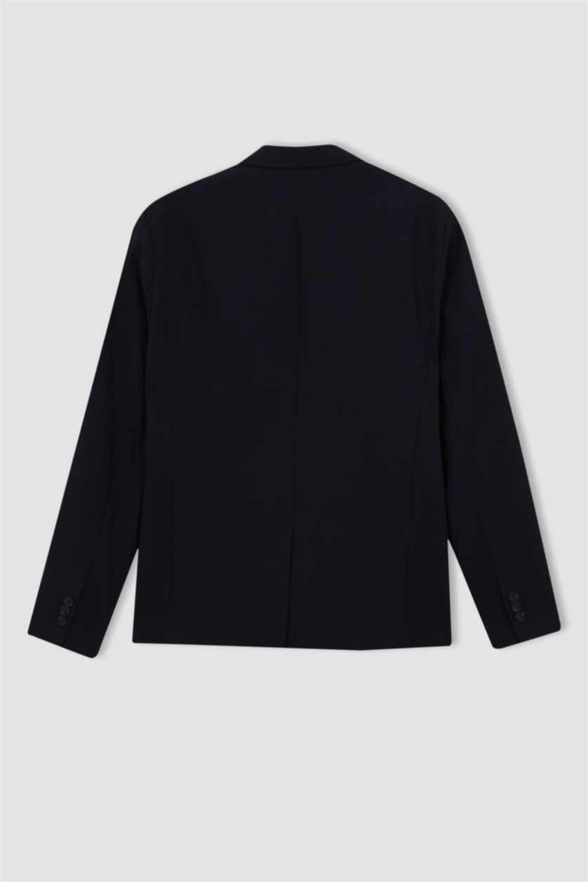 رجالي كحلي جاكيت بليزر سليم فيت مبطن