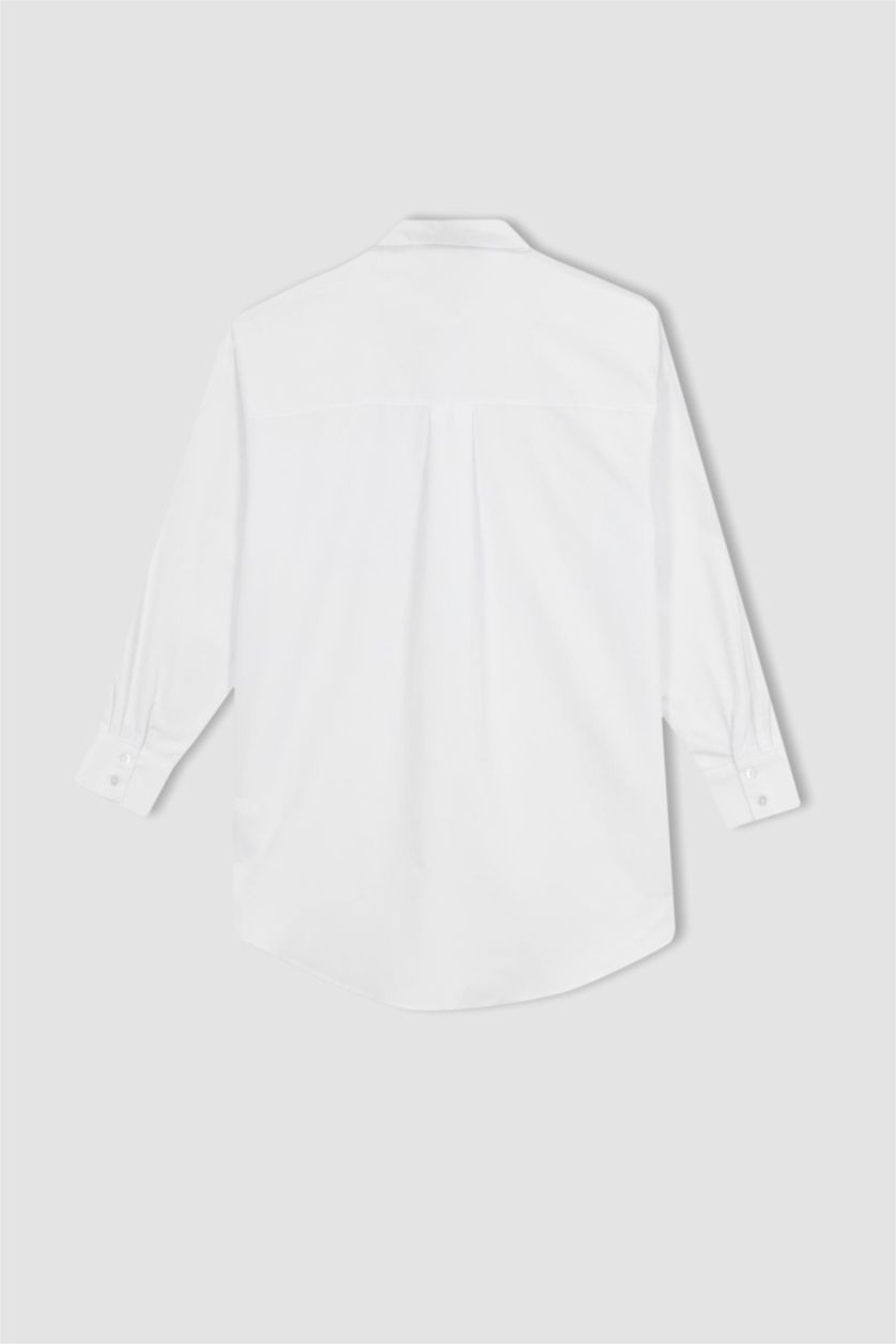 WOMAN White Regular Fit Poplin Long Sleeve Tunic