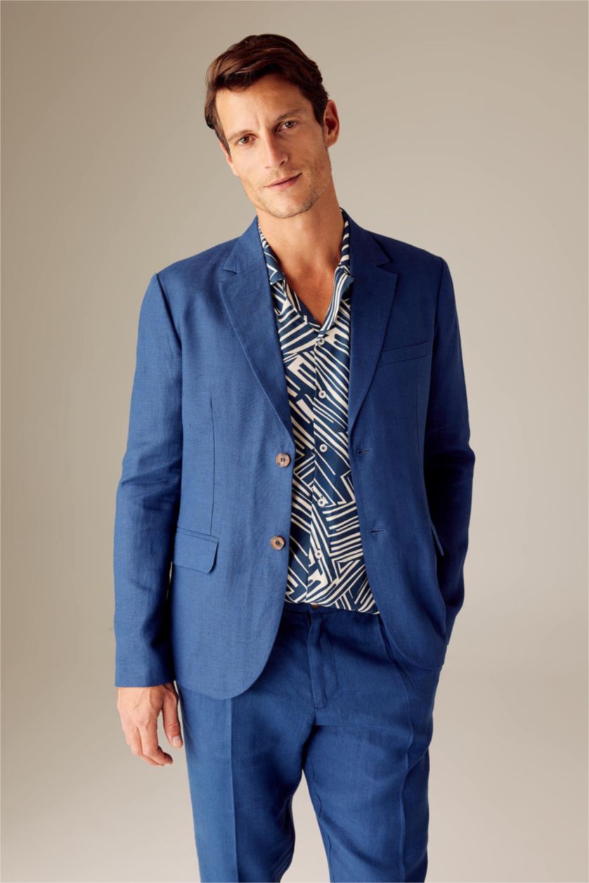 MAN NAVY Regular Fit Linen Blazer