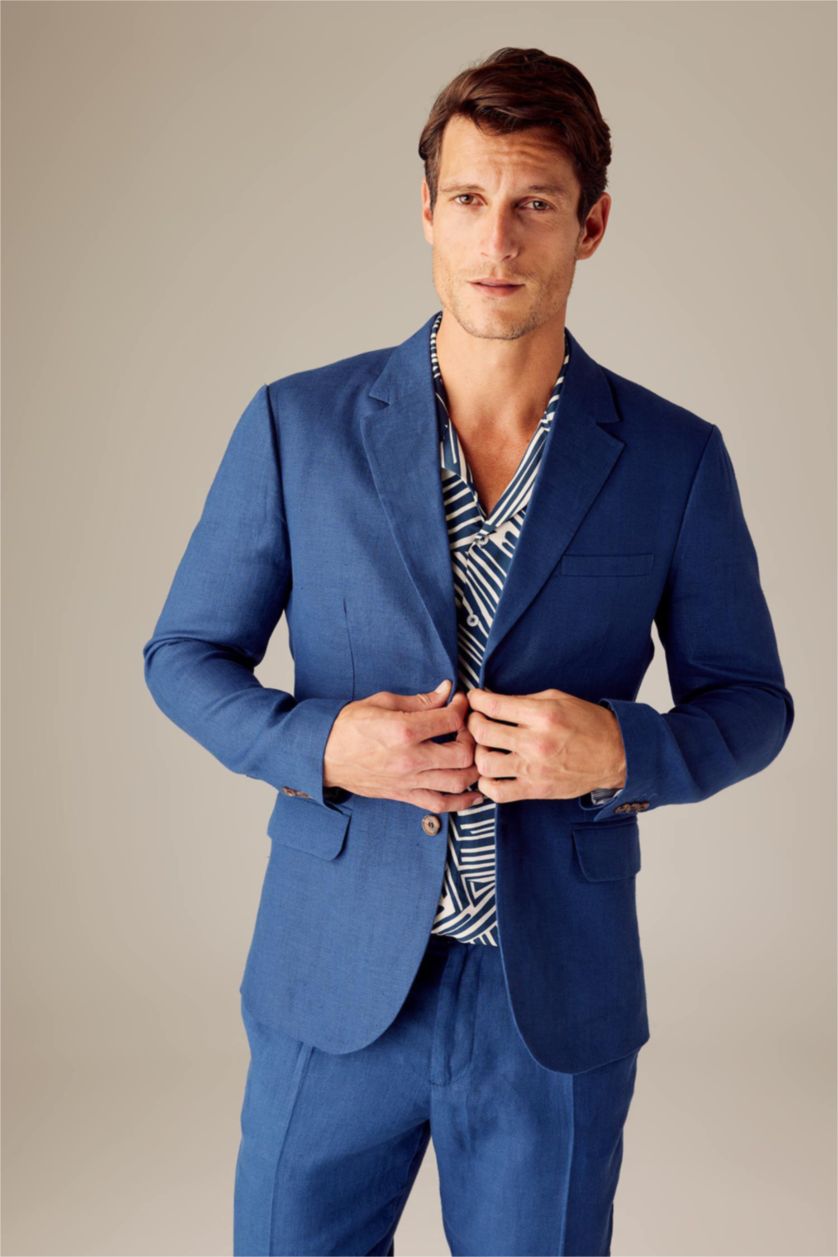 MAN NAVY Regular Fit Linen Blazer