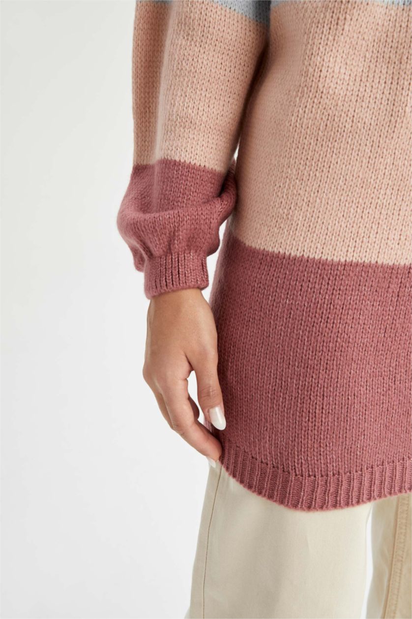 Женская Розовый Туника стандартного кроя с круглым вырезом