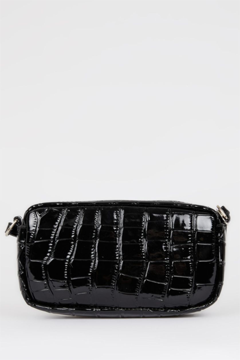 WOMAN Black Faux Leather Crossbody Bag