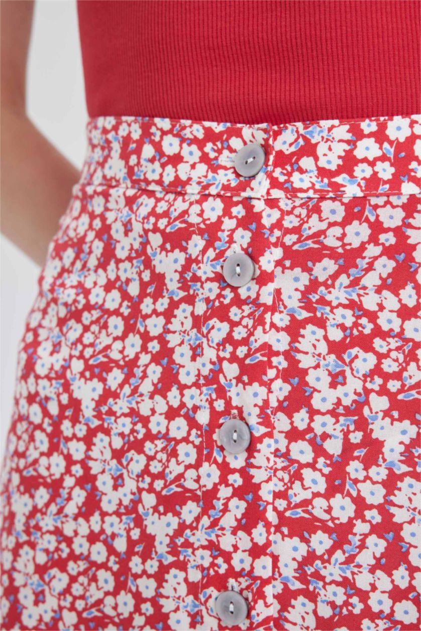 WOMAN Red A Cut Midi