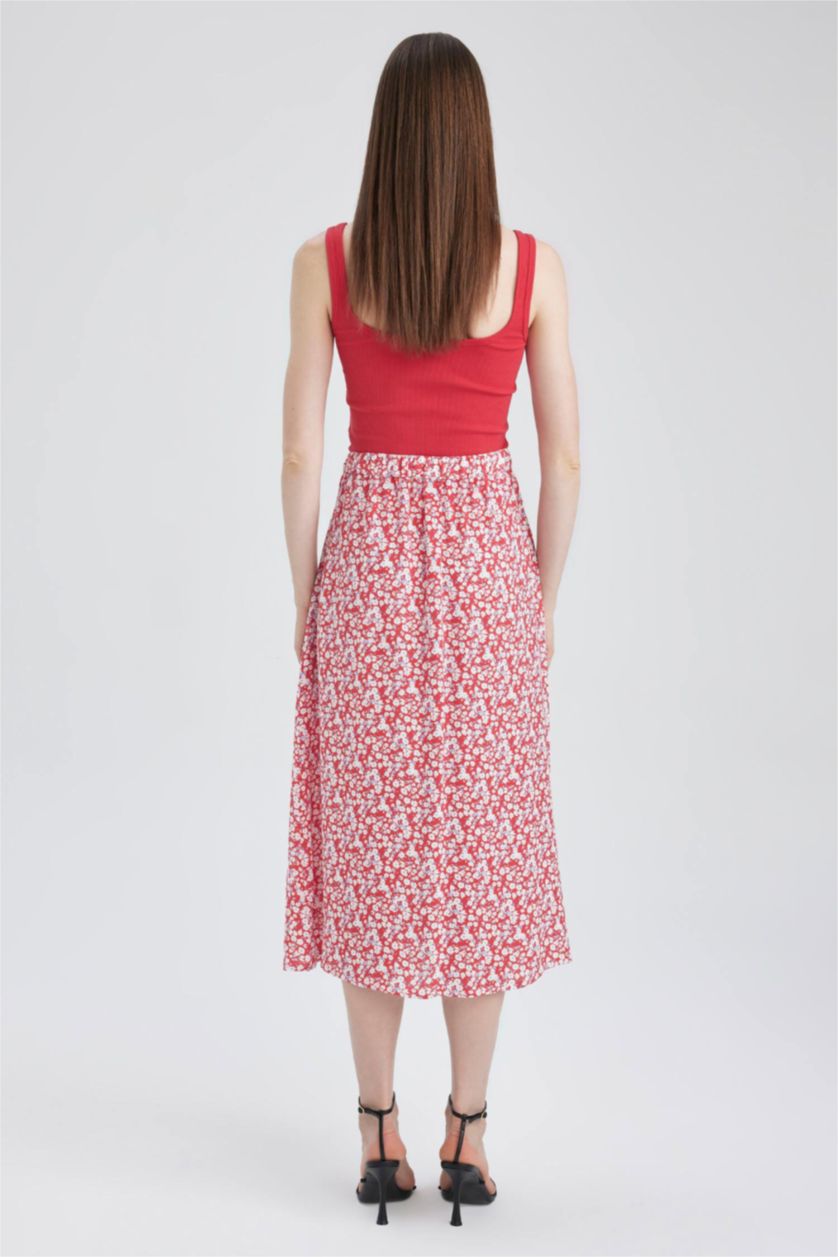 WOMAN Red A Cut Midi