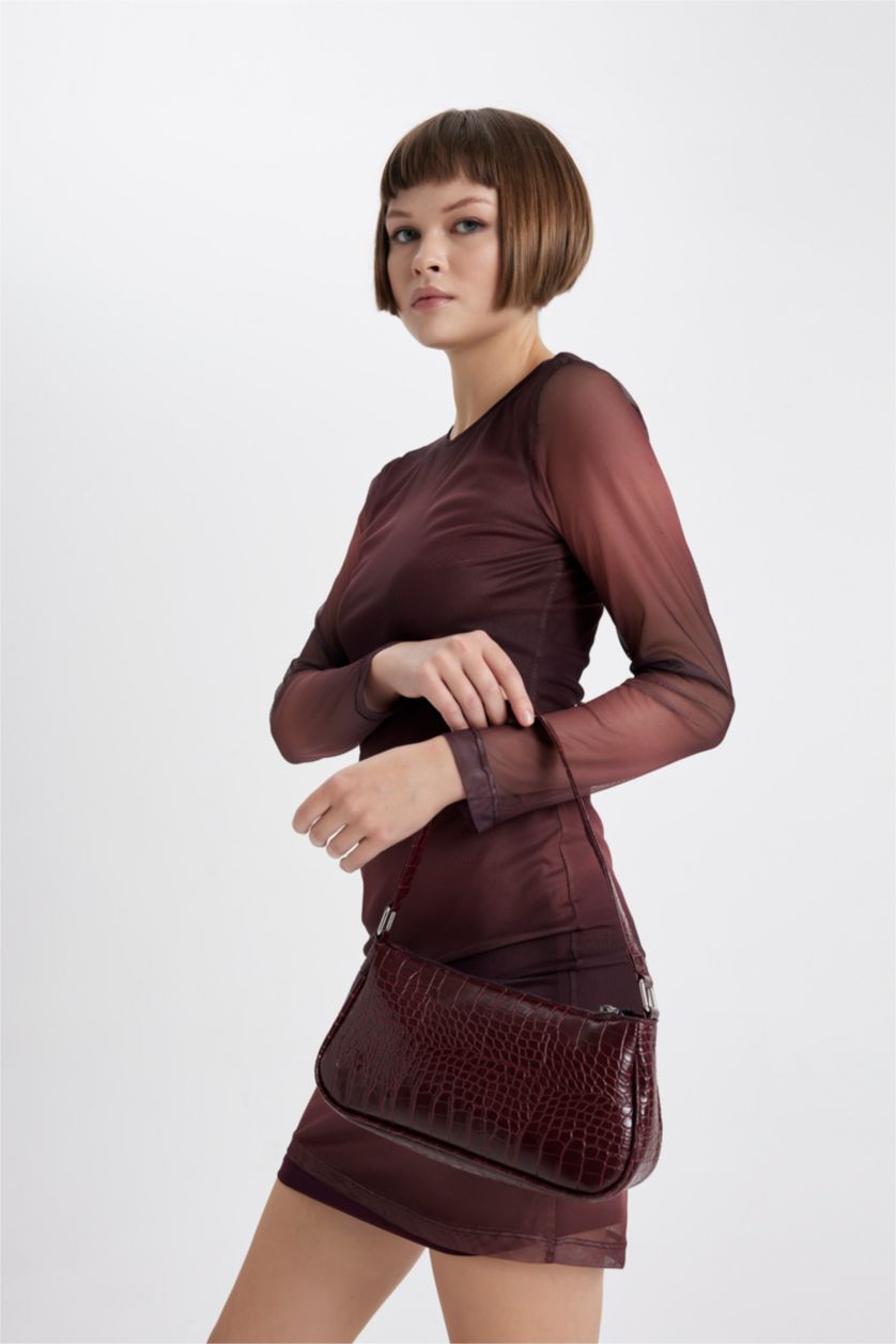 Kadın Bordo Suni Deri El Çantası