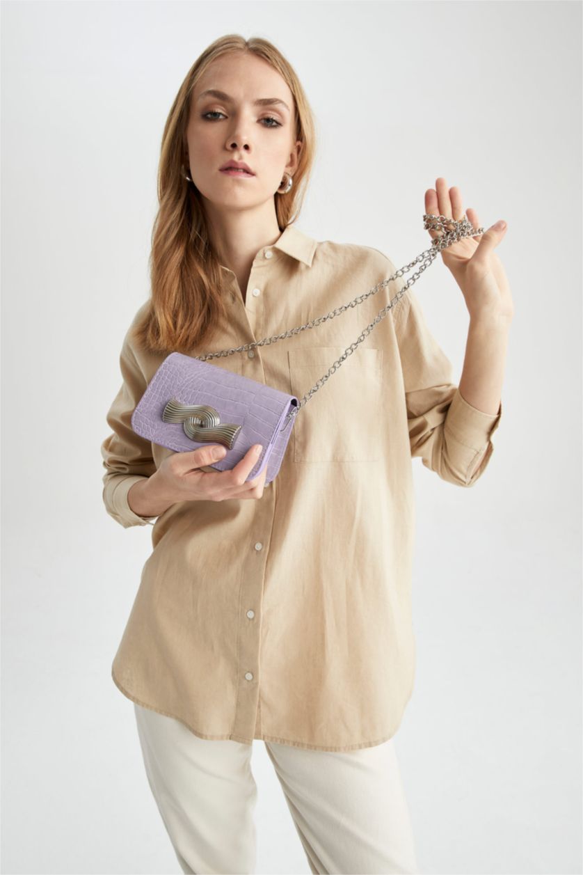 نساء أرجواني شنطة كروس جلد صناعي