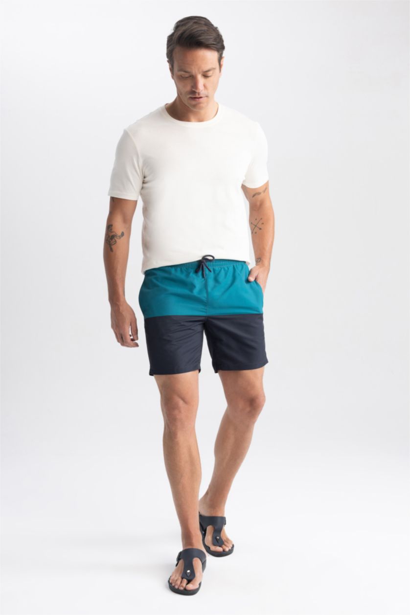 HOMME Vert Foncé Short de Bain coupe régulière imprimé