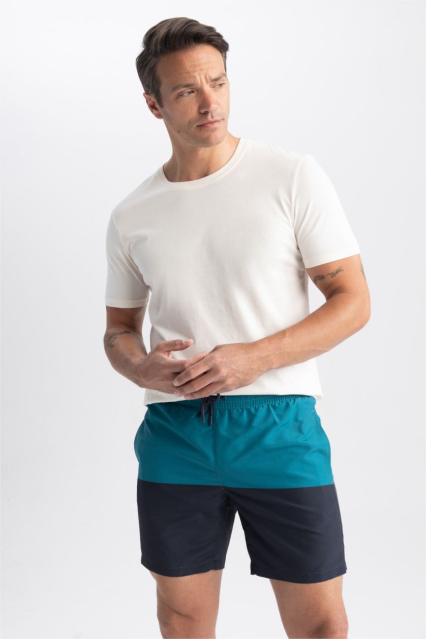 HOMME Vert Foncé Short de Bain coupe régulière imprimé