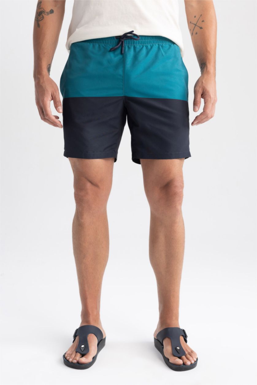 HOMME Vert Foncé Short de Bain coupe régulière imprimé