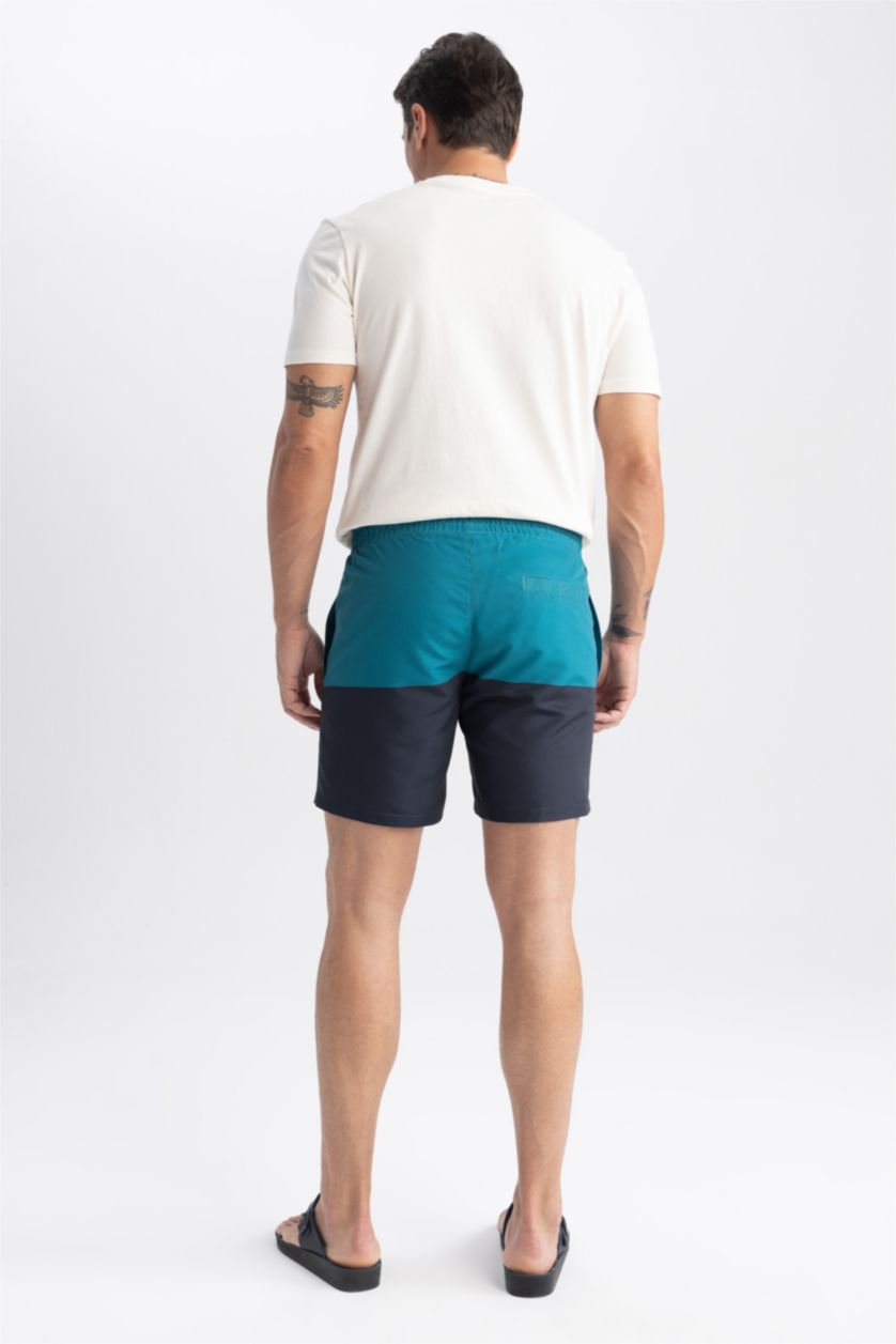 HOMME Vert Foncé Short de Bain coupe régulière imprimé