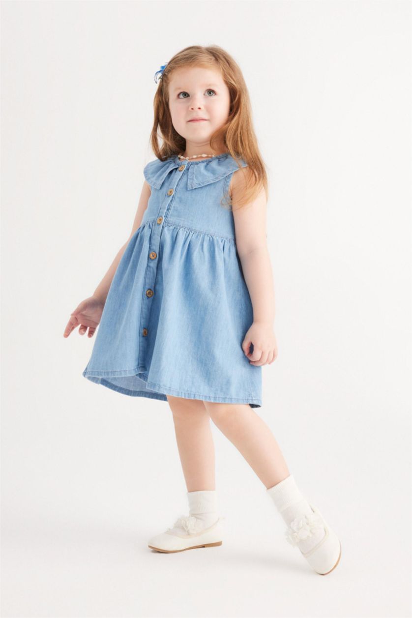 BÉBÉ FILLE Bleu Robe Jean Sans Manches