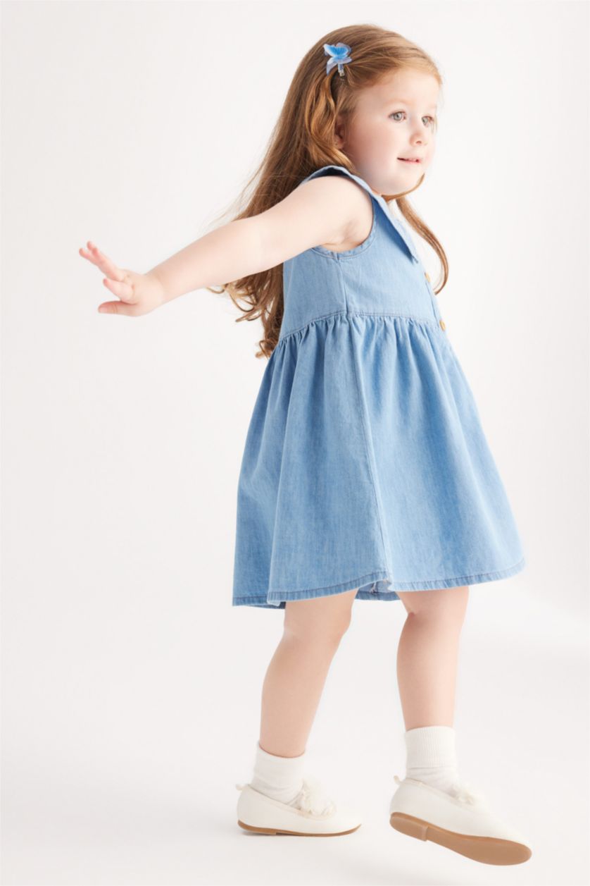 BÉBÉ FILLE Bleu Robe Jean Sans Manches