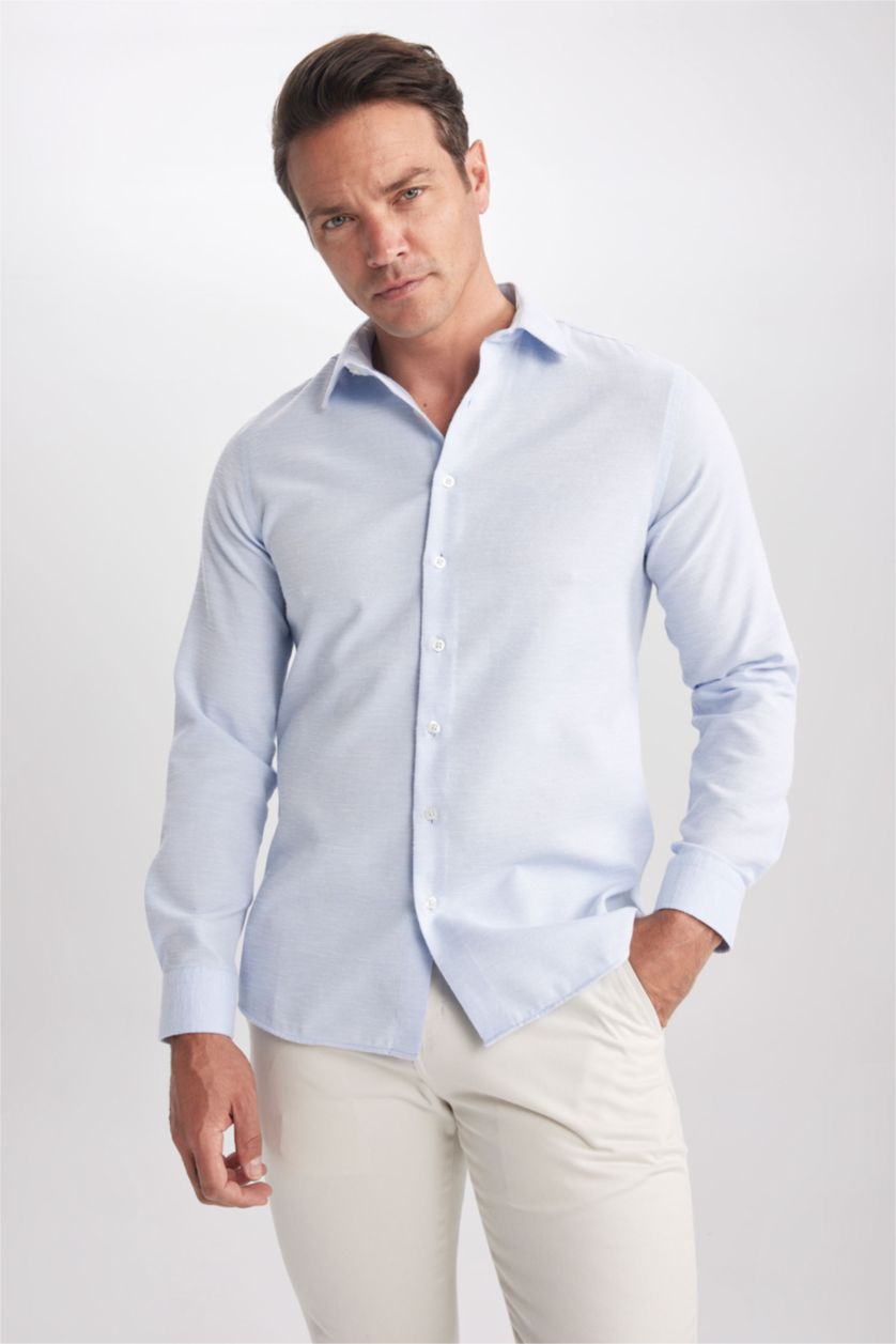 MAN Blue Slim Fit Long Sleeve Shirt