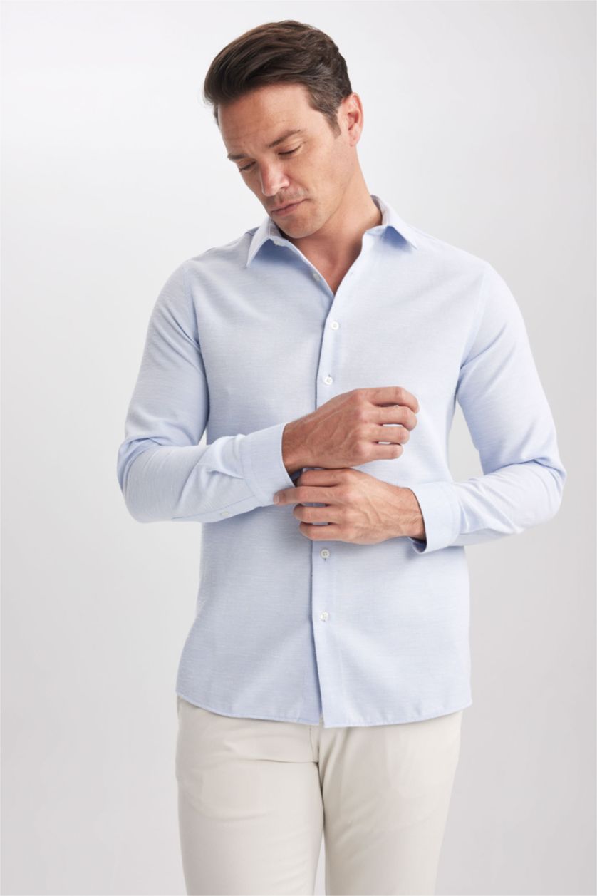 MAN Blue Slim Fit Long Sleeve Shirt