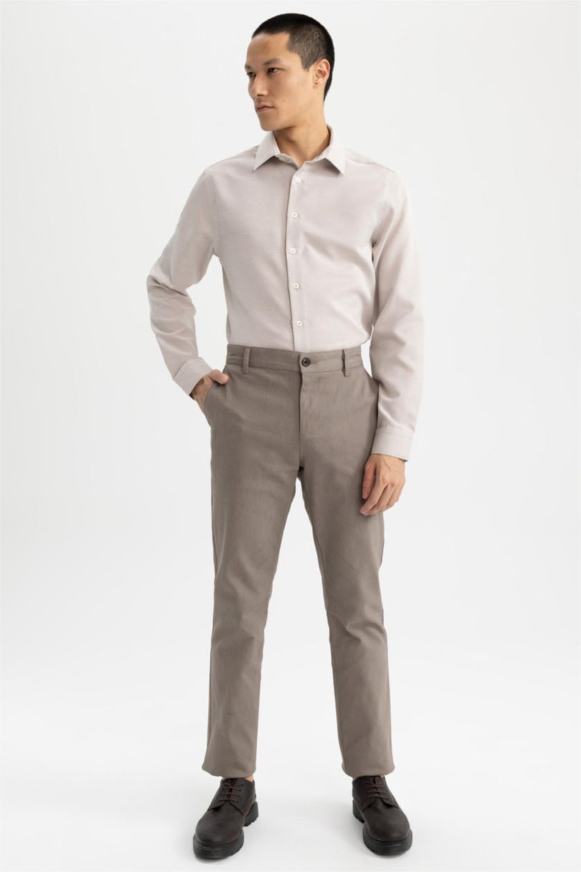 Ерлер ашық реңк слим пішімі Ұзын жеңді көйлек