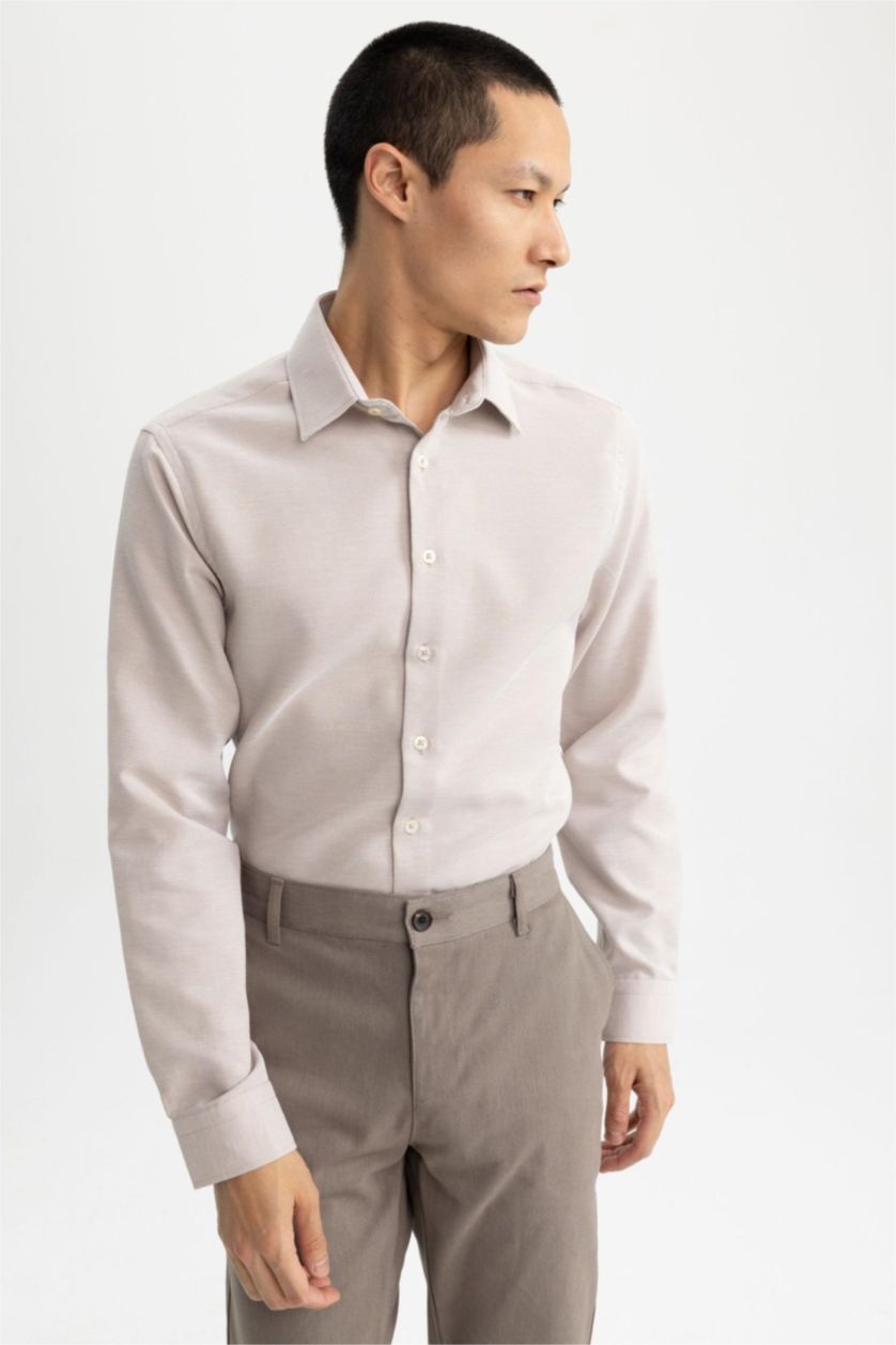 Ерлер ашық реңк слим пішімі Ұзын жеңді көйлек