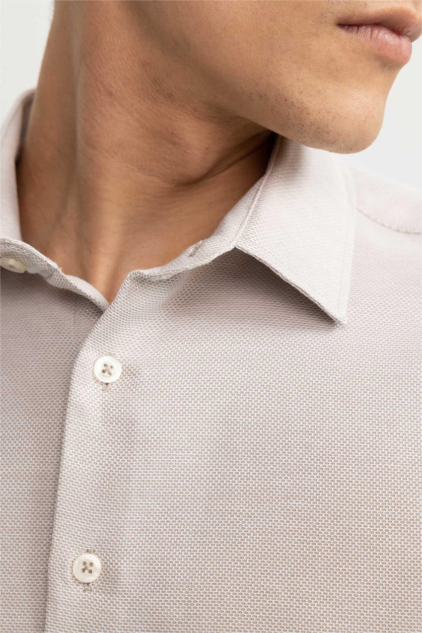 Ерлер ашық реңк слим пішімі Ұзын жеңді көйлек