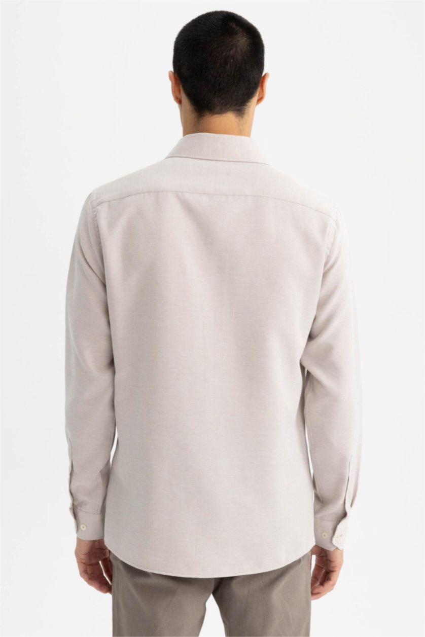 Ерлер ашық реңк слим пішімі Ұзын жеңді көйлек