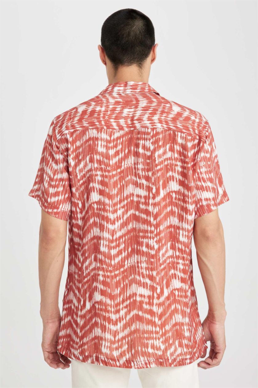 رجال برتقالي Modern Fit Short Sleeve Shirt