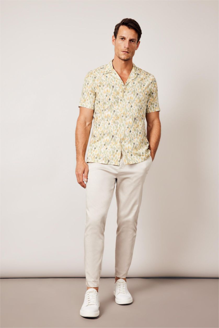 رجالي أخضر فاتح قميص بولو مودرن فيت نص كم