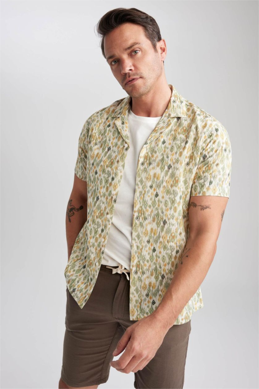 رجالي أخضر فاتح قميص بولو مودرن فيت نص كم