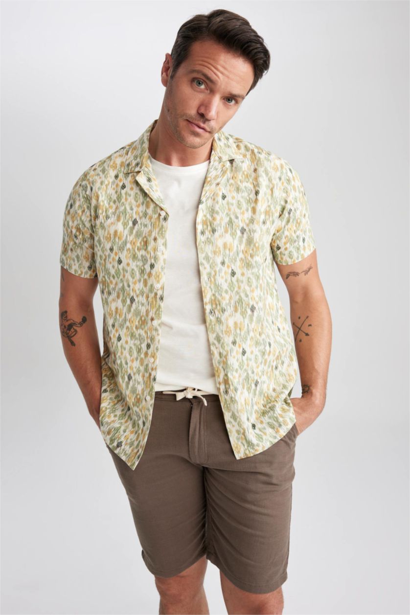 رجالي أخضر فاتح قميص بولو مودرن فيت نص كم