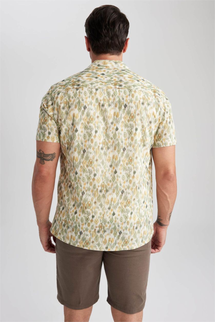 رجالي أخضر فاتح قميص بولو مودرن فيت نص كم