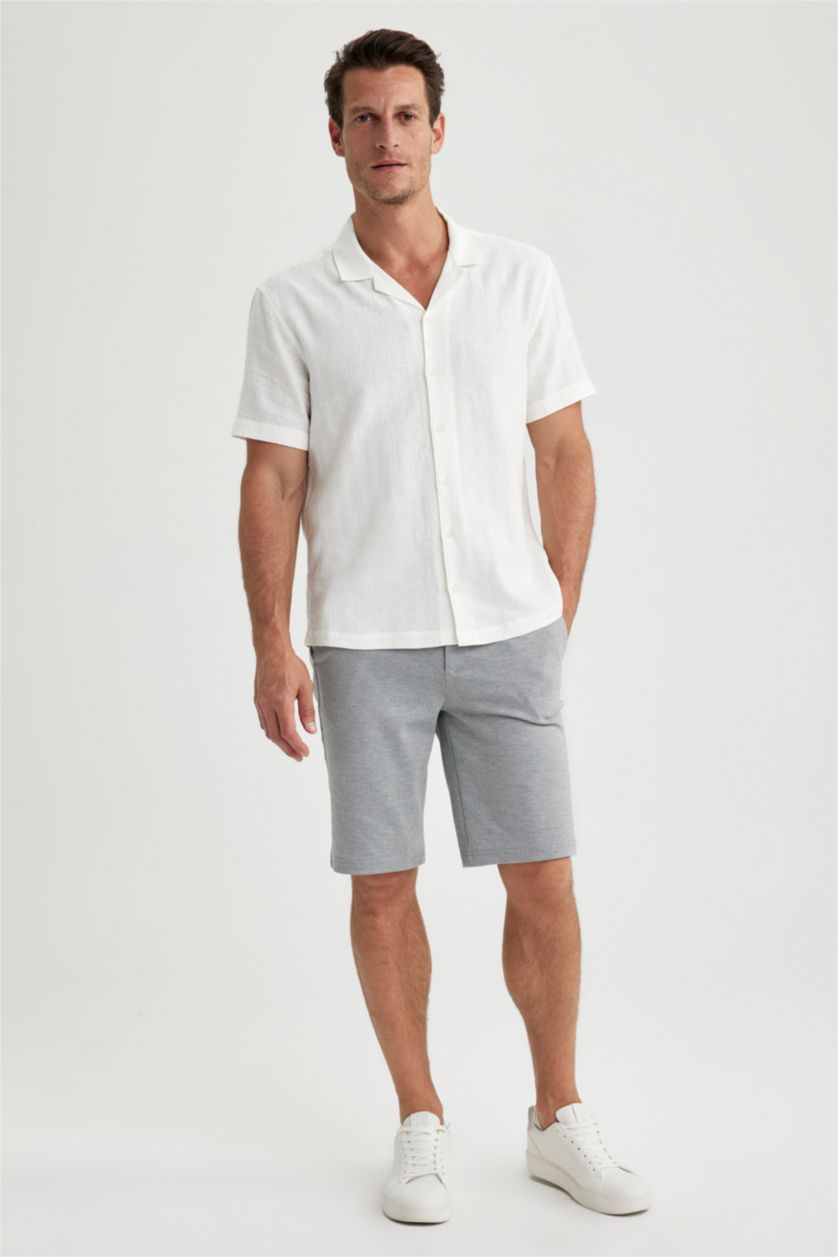 MAN White Modern Fit Resort Neck Short Sleeve Shirt