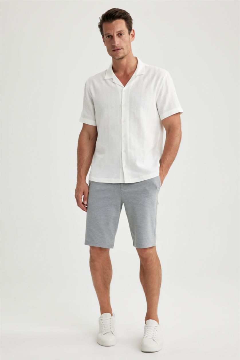 MAN White Modern Fit Resort Neck Short Sleeve Shirt