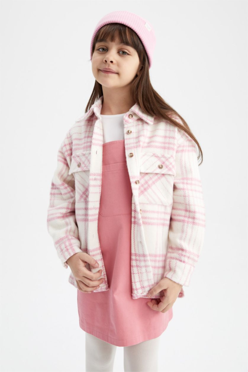 Девочки и подростки Розовый Рубашка оверсайз с длинным рукавом для девочек