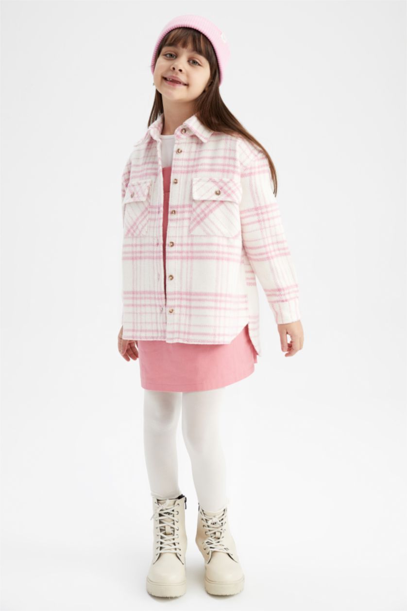 Девочки и подростки Розовый Рубашка оверсайз с длинным рукавом для девочек