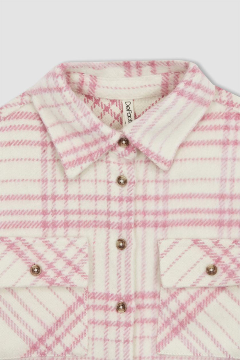 Девочки и подростки Розовый Рубашка оверсайз с длинным рукавом для девочек