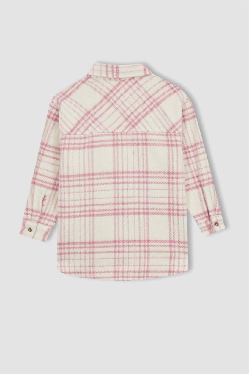 Девочки и подростки Розовый Рубашка оверсайз с длинным рукавом для девочек